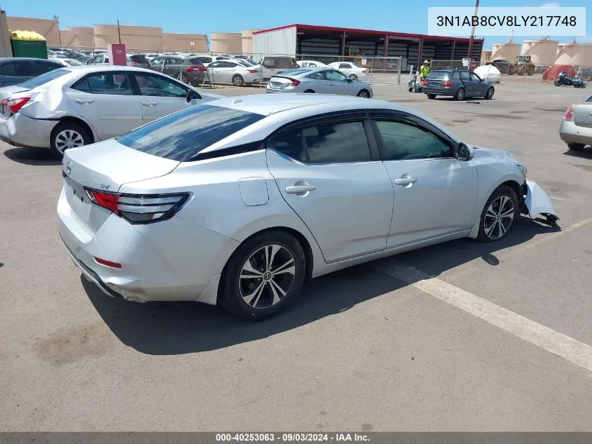 2020 Nissan Sentra Sv Xtronic Cvt VIN: 3N1AB8CV8LY217748 Lot: 40253063