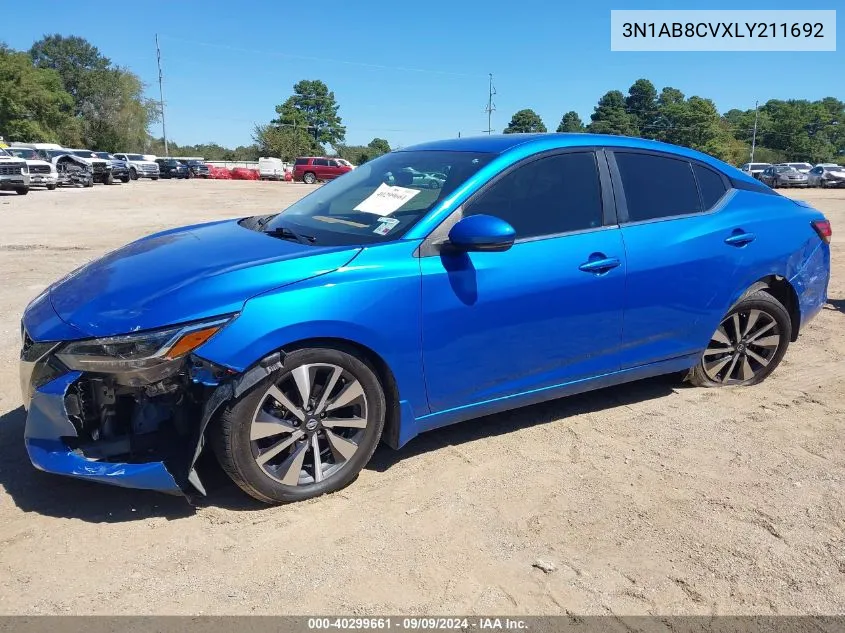 3N1AB8CVXLY211692 2020 Nissan Sentra Sv Xtronic Cvt