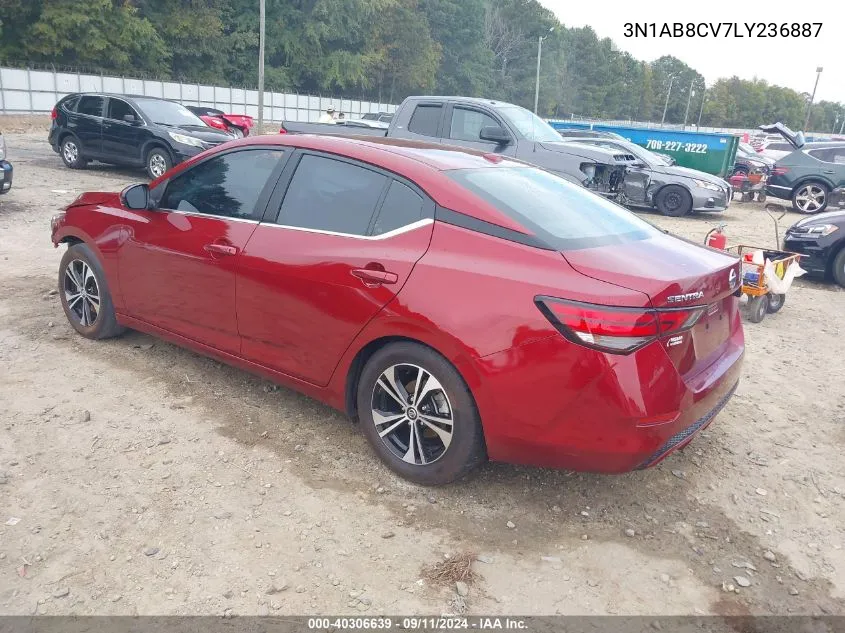 2020 Nissan Sentra Sv Xtronic Cvt VIN: 3N1AB8CV7LY236887 Lot: 40306639