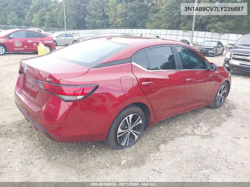 2020 Nissan Sentra Sv Xtronic Cvt VIN: 3N1AB8CV7LY236887 Lot: 40306639