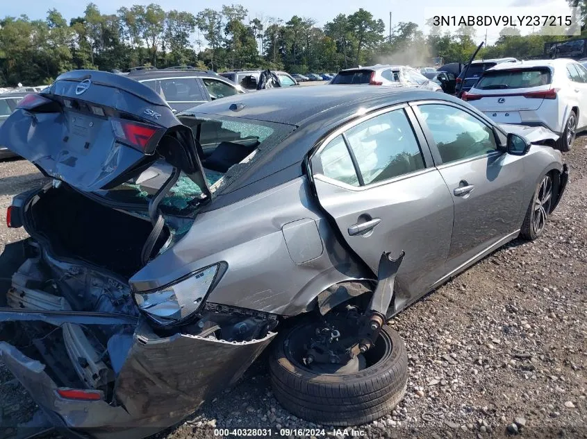 2020 Nissan Sentra Sr VIN: 3N1AB8DV9LY237215 Lot: 40328031