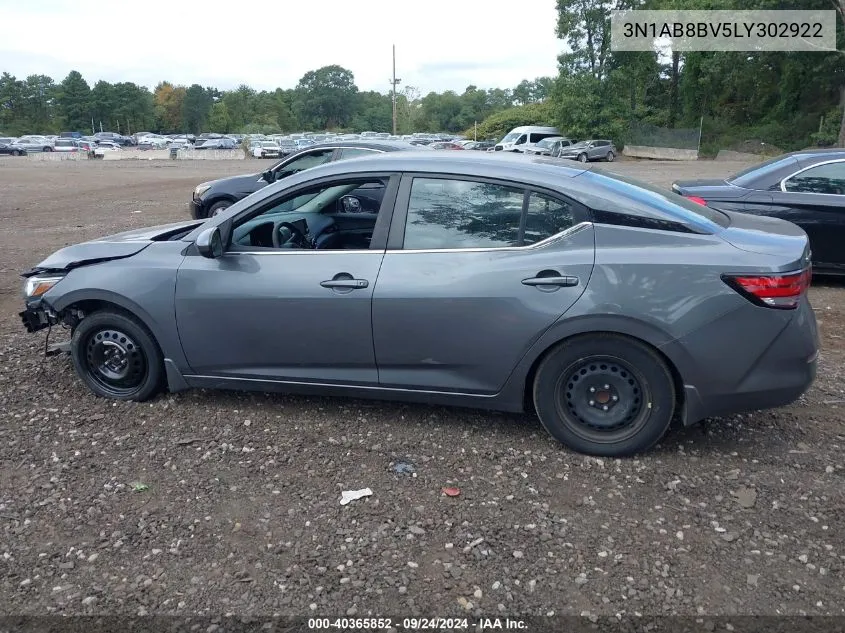 2020 Nissan Sentra S Xtronic Cvt VIN: 3N1AB8BV5LY302922 Lot: 40365852