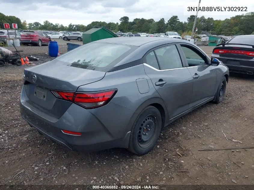 2020 Nissan Sentra S Xtronic Cvt VIN: 3N1AB8BV5LY302922 Lot: 40365852