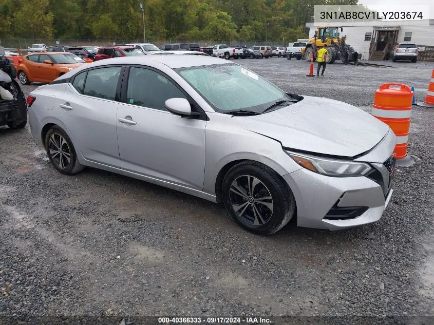 2020 Nissan Sentra Sv VIN: 3N1AB8CV1LY203674 Lot: 40366333