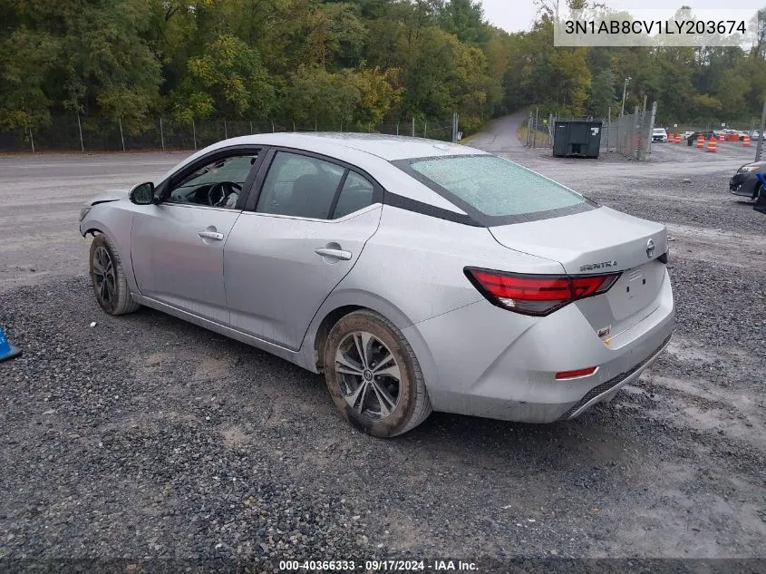 2020 Nissan Sentra Sv VIN: 3N1AB8CV1LY203674 Lot: 40366333