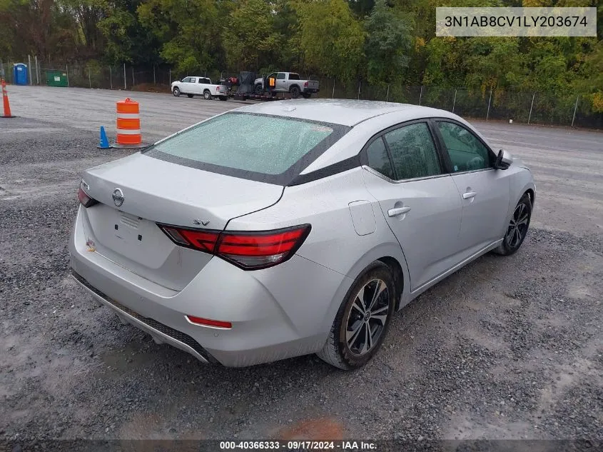 2020 Nissan Sentra Sv VIN: 3N1AB8CV1LY203674 Lot: 40366333