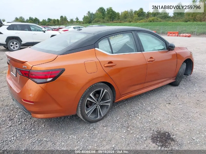 2020 Nissan Sentra Sr Xtronic Cvt VIN: 3N1AB8DV0LY259796 Lot: 40366386