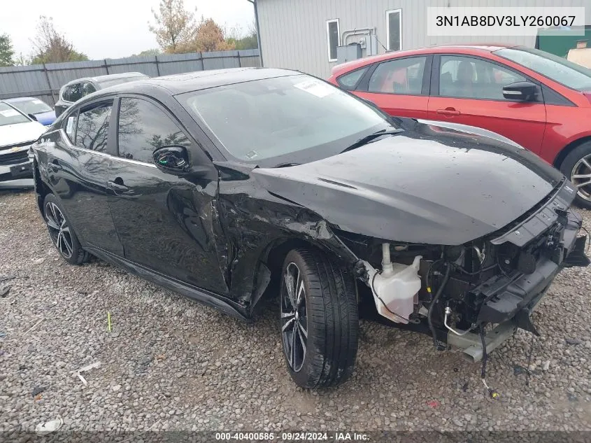 2020 Nissan Sentra Sr VIN: 3N1AB8DV3LY260067 Lot: 40400585