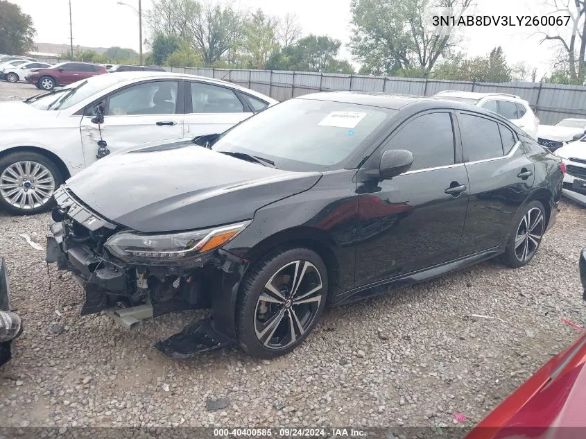 2020 Nissan Sentra Sr VIN: 3N1AB8DV3LY260067 Lot: 40400585