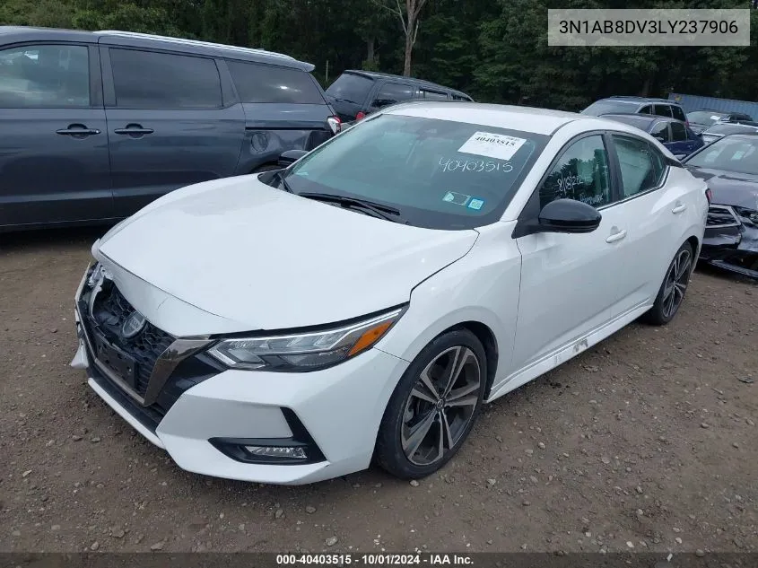 2020 Nissan Sentra Sr VIN: 3N1AB8DV3LY237906 Lot: 40403515