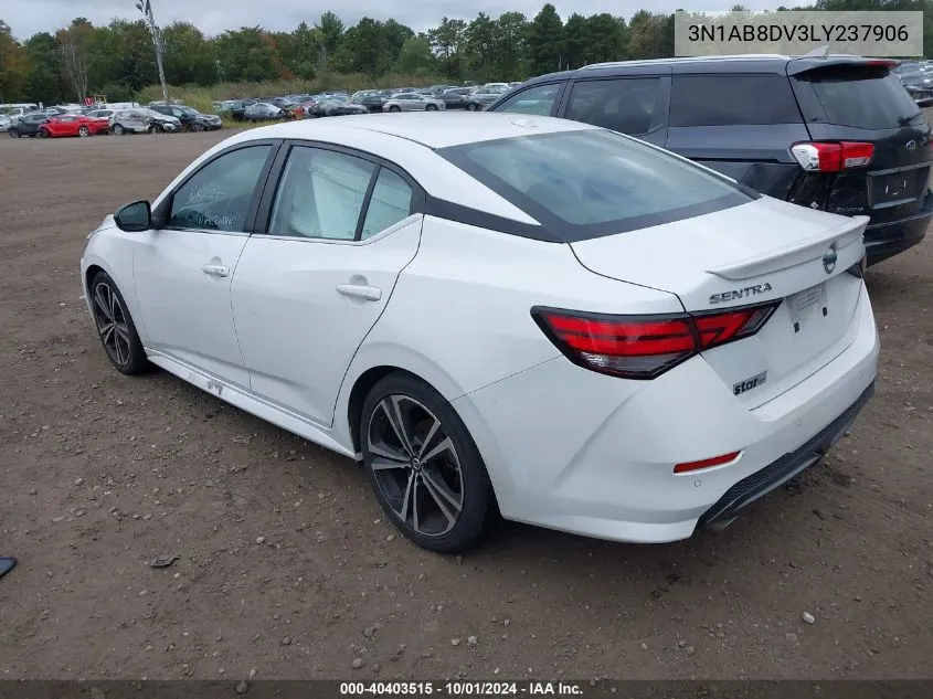 2020 Nissan Sentra Sr VIN: 3N1AB8DV3LY237906 Lot: 40403515