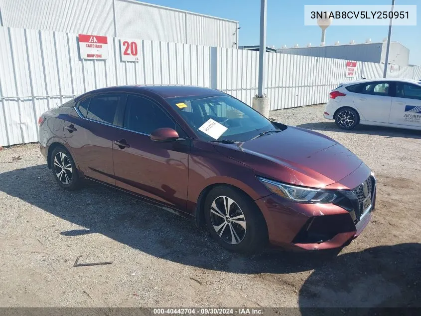 2020 Nissan Sentra Sv VIN: 3N1AB8CV5LY250951 Lot: 40442704