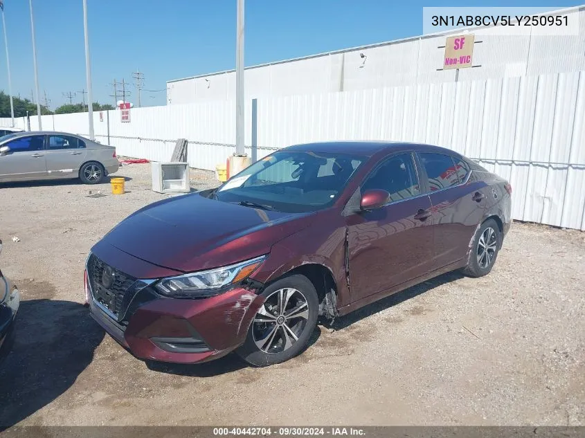 2020 Nissan Sentra Sv VIN: 3N1AB8CV5LY250951 Lot: 40442704