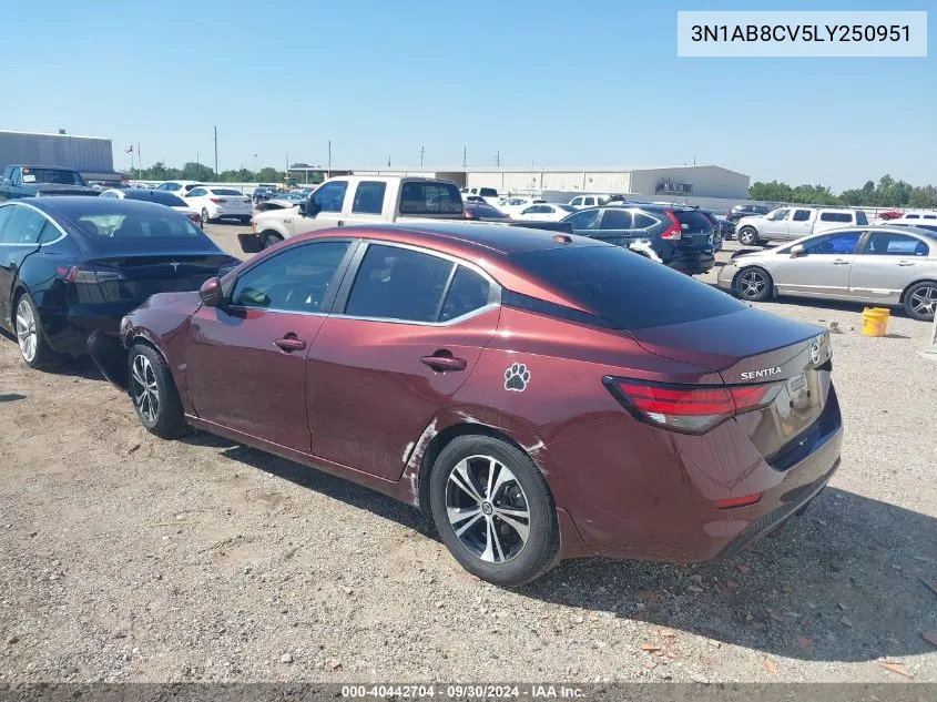 2020 Nissan Sentra Sv VIN: 3N1AB8CV5LY250951 Lot: 40442704