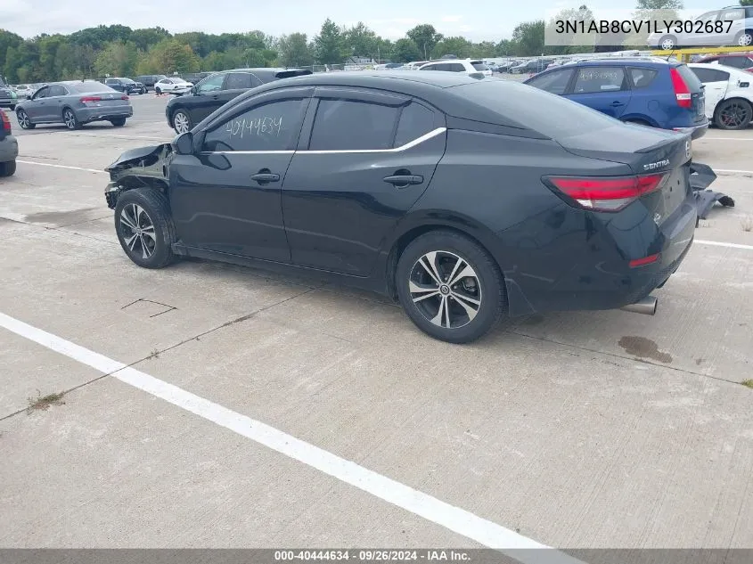 2020 Nissan Sentra Sv Xtronic Cvt VIN: 3N1AB8CV1LY302687 Lot: 40444634