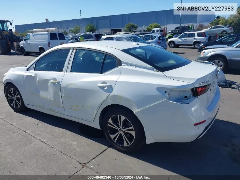 2020 Nissan Sentra Sv Xtronic Cvt VIN: 3N1AB8CV2LY227983 Lot: 40482340