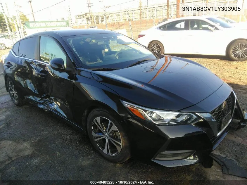 2020 Nissan Sentra Sv Xtronic Cvt VIN: 3N1AB8CV1LY303905 Lot: 40485228