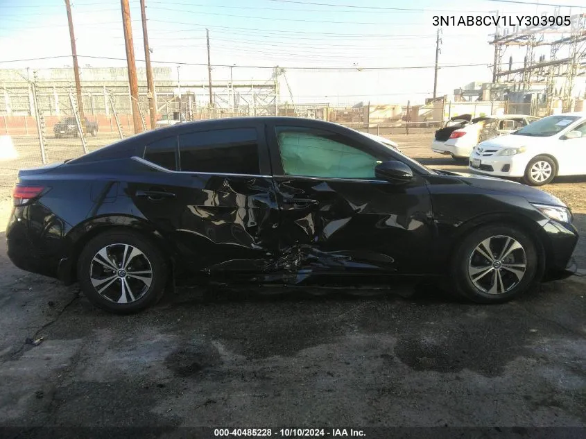 2020 Nissan Sentra Sv Xtronic Cvt VIN: 3N1AB8CV1LY303905 Lot: 40485228