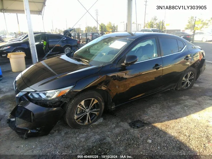 2020 Nissan Sentra Sv Xtronic Cvt VIN: 3N1AB8CV1LY303905 Lot: 40485228