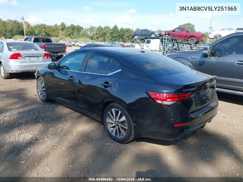 2020 Nissan Sentra Sv Xtronic Cvt VIN: 3N1AB8CV5LY251565 Lot: 40496492