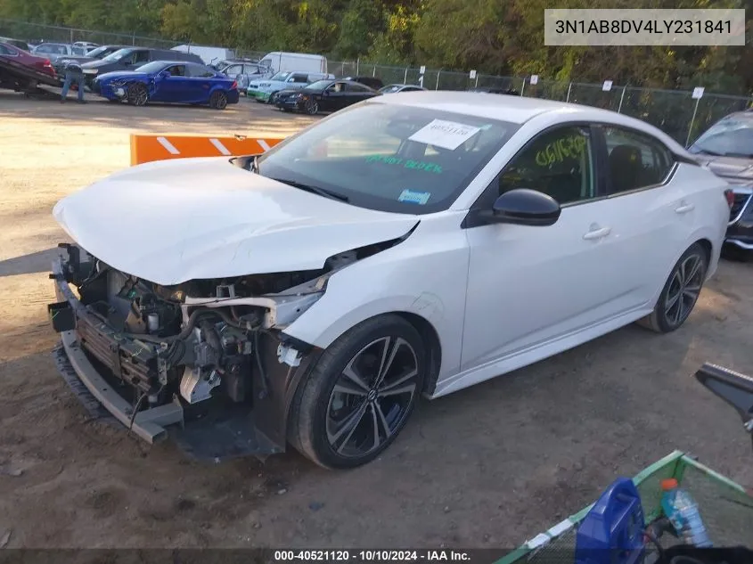 2020 Nissan Sentra Sr Xtronic Cvt VIN: 3N1AB8DV4LY231841 Lot: 40521120