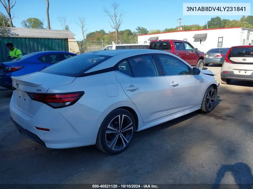 2020 Nissan Sentra Sr Xtronic Cvt VIN: 3N1AB8DV4LY231841 Lot: 40521120