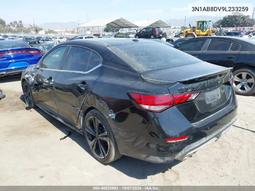 2020 Nissan Sentra Sr Xtronic Cvt VIN: 3N1AB8DV9L233259 Lot: 40525993