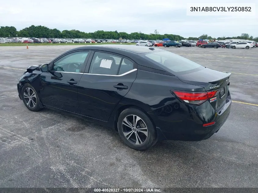 2020 Nissan Sentra Sv Xtronic Cvt VIN: 3N1AB8CV3LY250852 Lot: 40528327