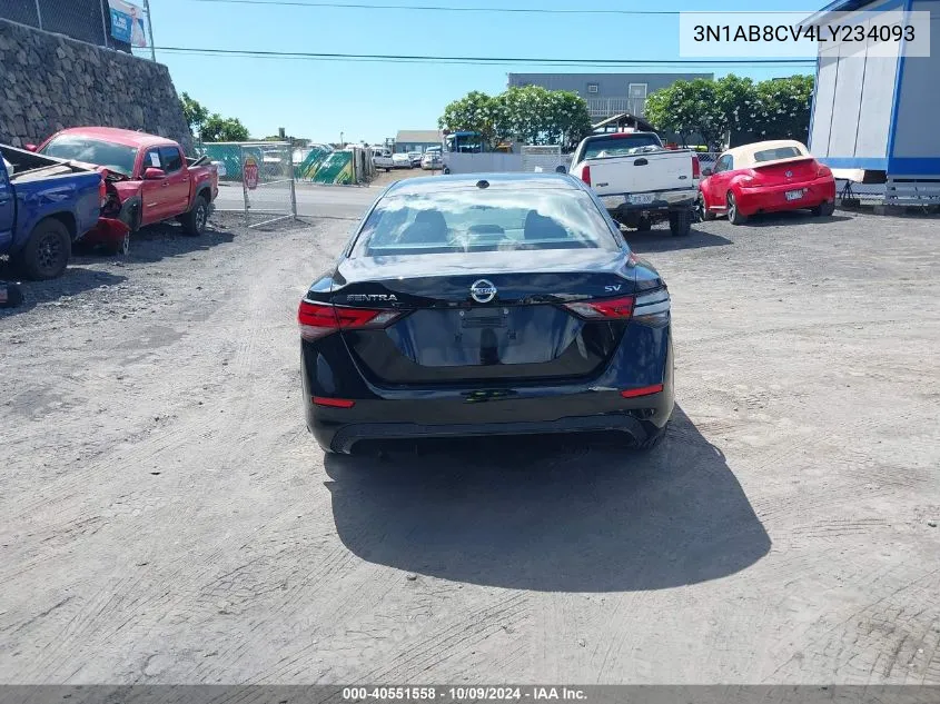 2020 Nissan Sentra Sv Xtronic Cvt VIN: 3N1AB8CV4LY234093 Lot: 40551558