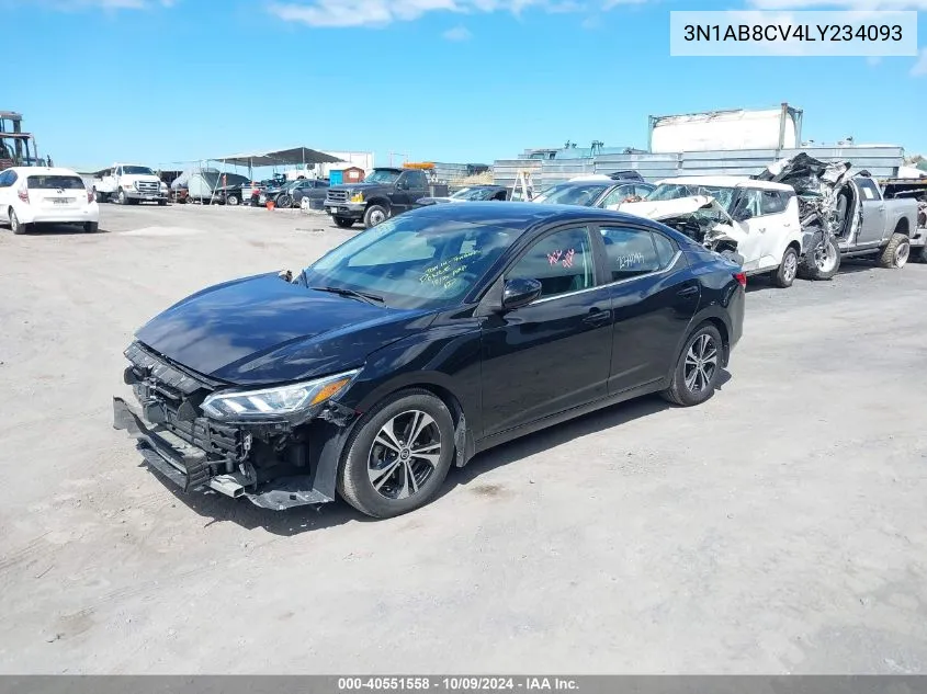 2020 Nissan Sentra Sv Xtronic Cvt VIN: 3N1AB8CV4LY234093 Lot: 40551558