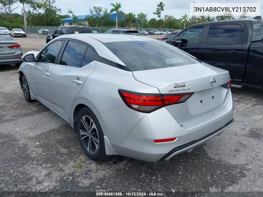 2020 Nissan Sentra Sv Xtronic Cvt VIN: 3N1AB8CV8LY213702 Lot: 40561566