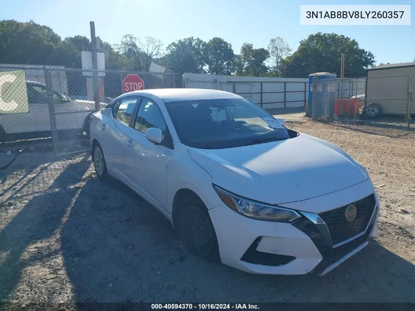 2020 Nissan Sentra S Xtronic Cvt VIN: 3N1AB8BV8LY260357 Lot: 40594370