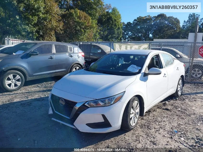 2020 Nissan Sentra S Xtronic Cvt VIN: 3N1AB8BV8LY260357 Lot: 40594370