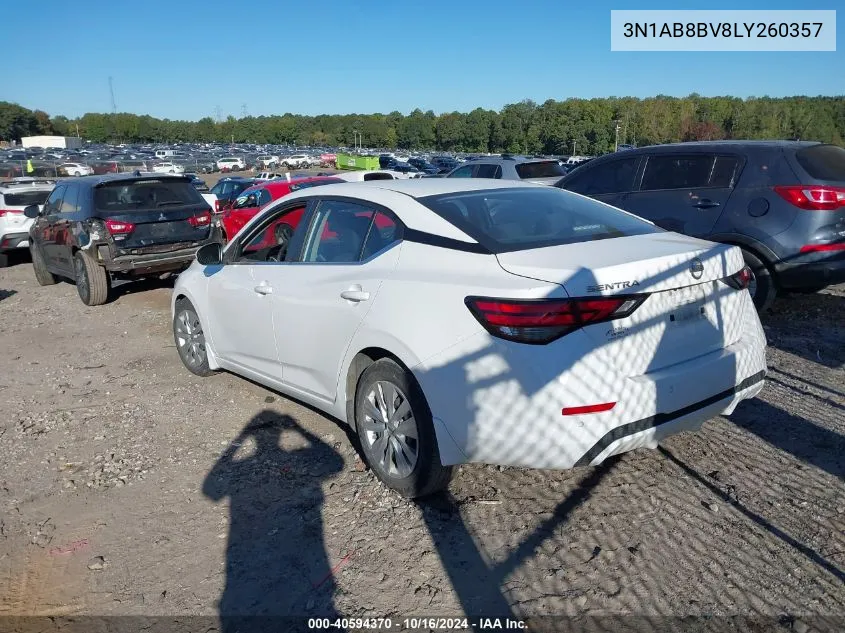 2020 Nissan Sentra S Xtronic Cvt VIN: 3N1AB8BV8LY260357 Lot: 40594370