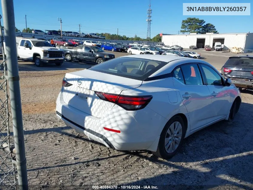 2020 Nissan Sentra S Xtronic Cvt VIN: 3N1AB8BV8LY260357 Lot: 40594370