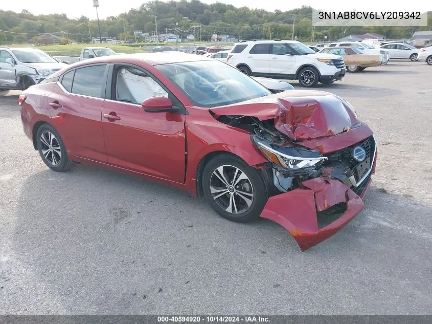 2020 Nissan Sentra Sv VIN: 3N1AB8CV6LY209342 Lot: 40594920