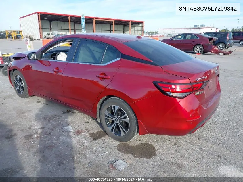 2020 Nissan Sentra Sv VIN: 3N1AB8CV6LY209342 Lot: 40594920