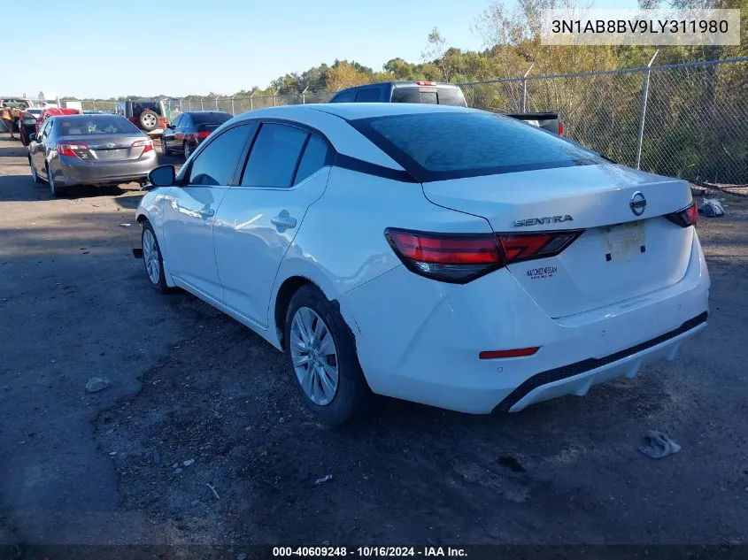 2020 Nissan Sentra S Xtronic Cvt VIN: 3N1AB8BV9LY311980 Lot: 40609248