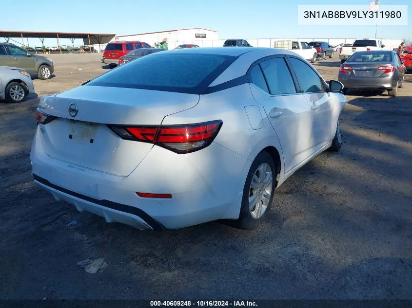 2020 Nissan Sentra S Xtronic Cvt VIN: 3N1AB8BV9LY311980 Lot: 40609248