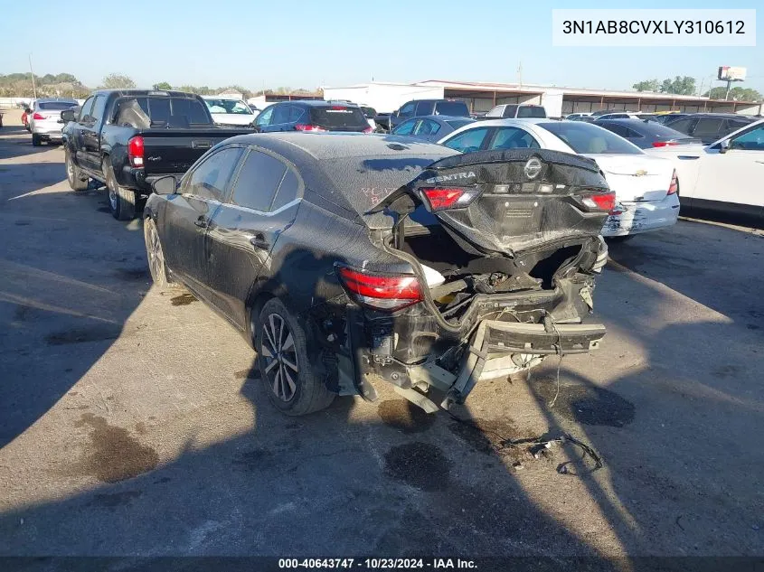 2020 Nissan Sentra Sv Xtronic Cvt VIN: 3N1AB8CVXLY310612 Lot: 40643747