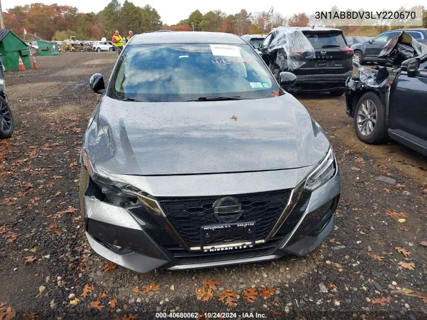 2020 Nissan Sentra Sr VIN: 3N1AB8DV3LY220670 Lot: 40680062