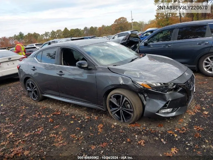 2020 Nissan Sentra Sr VIN: 3N1AB8DV3LY220670 Lot: 40680062