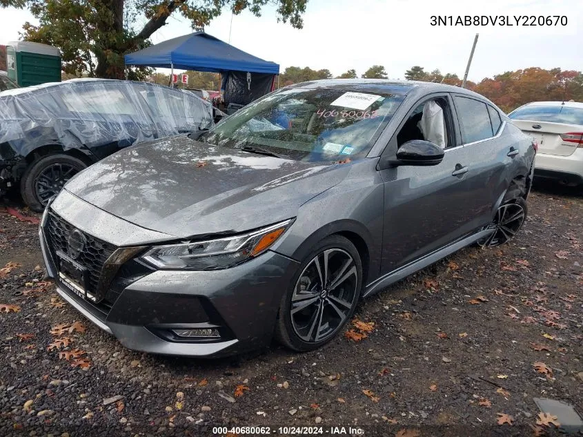 2020 Nissan Sentra Sr VIN: 3N1AB8DV3LY220670 Lot: 40680062