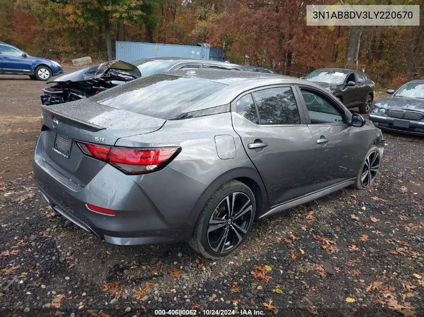 2020 Nissan Sentra Sr VIN: 3N1AB8DV3LY220670 Lot: 40680062