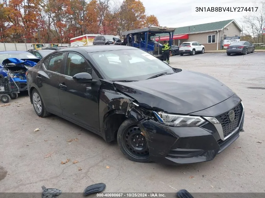 3N1AB8BV4LY274417 2020 Nissan Sentra S Xtronic Cvt