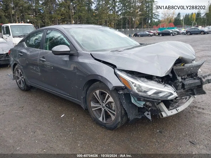 2020 Nissan Sentra Sv Xtronic Cvt VIN: 3N1AB8CV0LY288202 Lot: 40704026