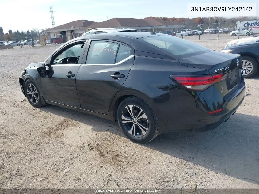 2020 Nissan Sentra Sv Xtronic Cvt VIN: 3N1AB8CV9LY242142 Lot: 40714035