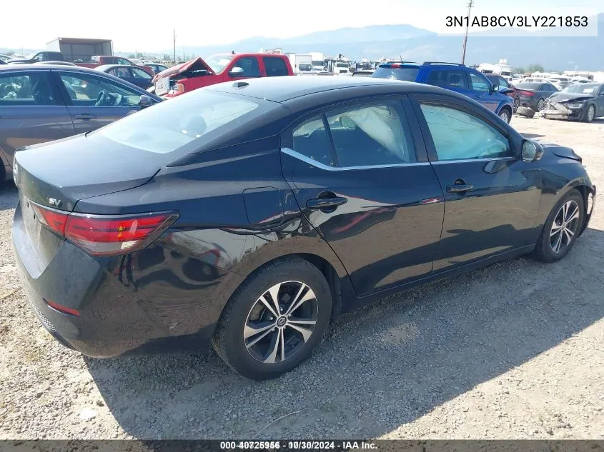 2020 Nissan Sentra Sv Xtronic Cvt VIN: 3N1AB8CV3LY221853 Lot: 40725956