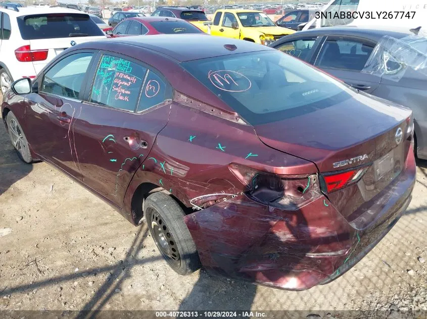 2020 Nissan Sentra Sv Xtronic Cvt VIN: 3N1AB8CV3LY267747 Lot: 40726313