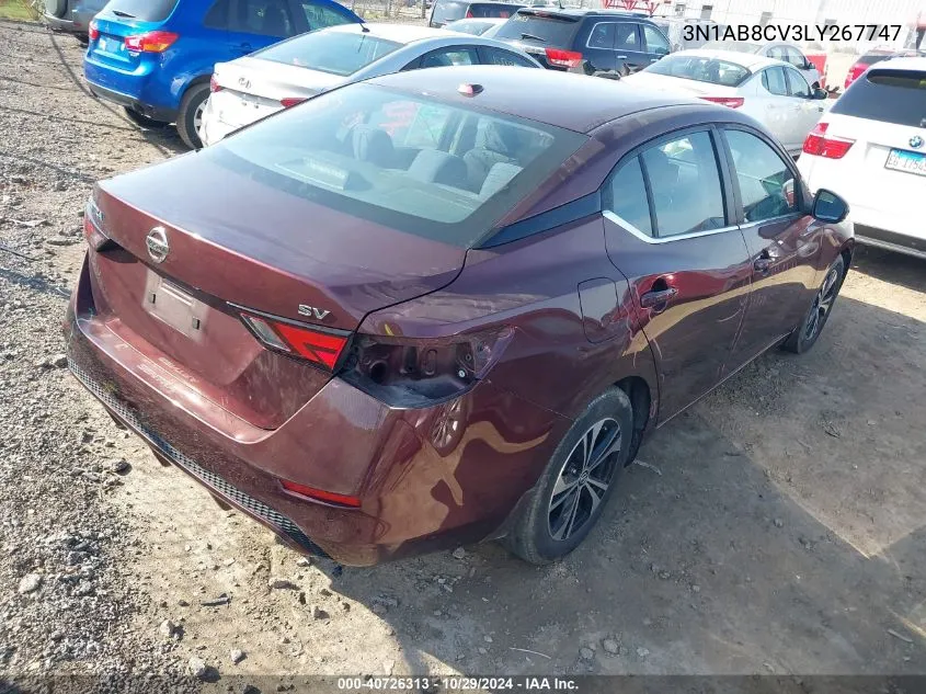 3N1AB8CV3LY267747 2020 Nissan Sentra Sv Xtronic Cvt